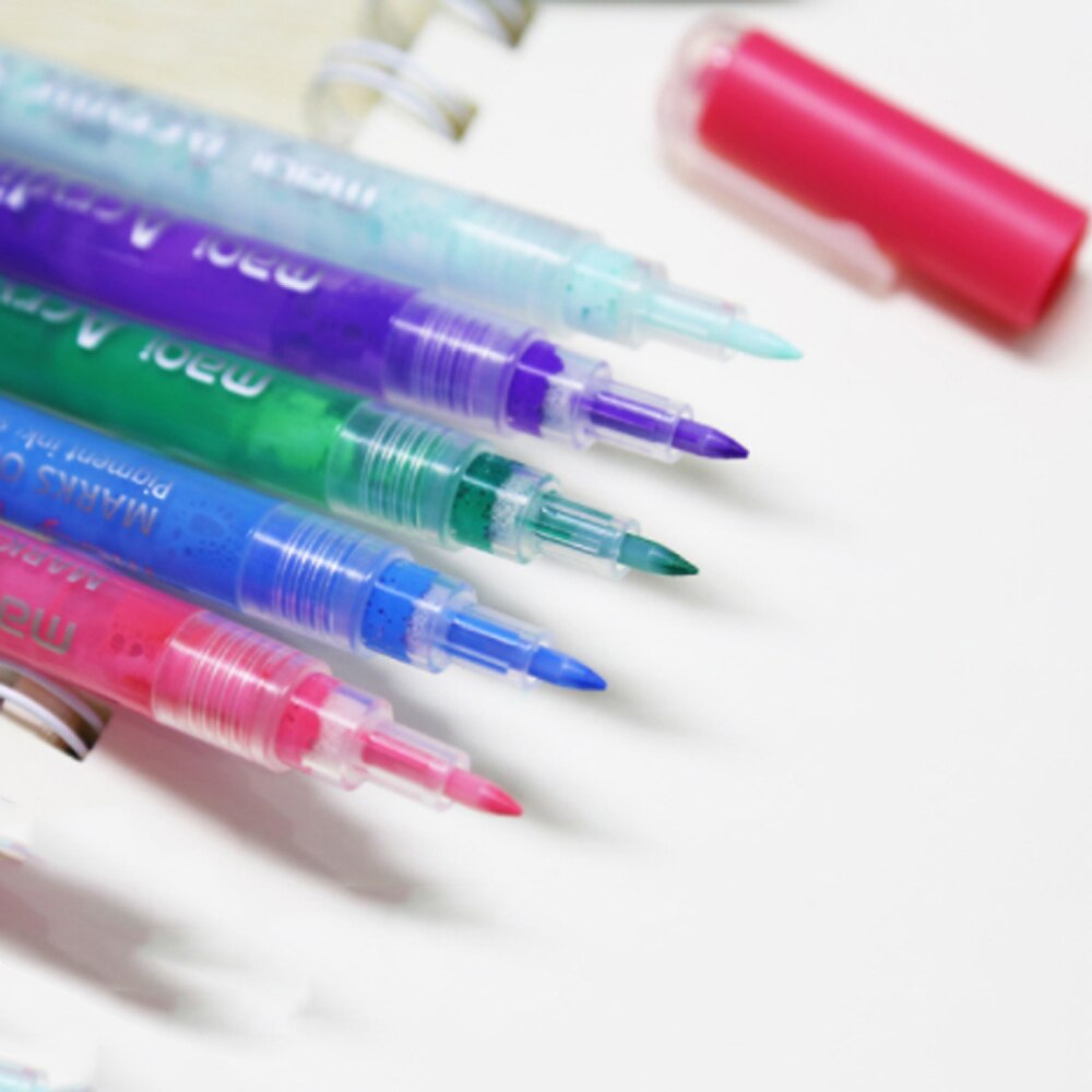 12 Acrylic Pens Permanent Marker Pen 2cm Water-Based Sketch Stationery Painting Crafting Set DIY Album Graffiti Pen