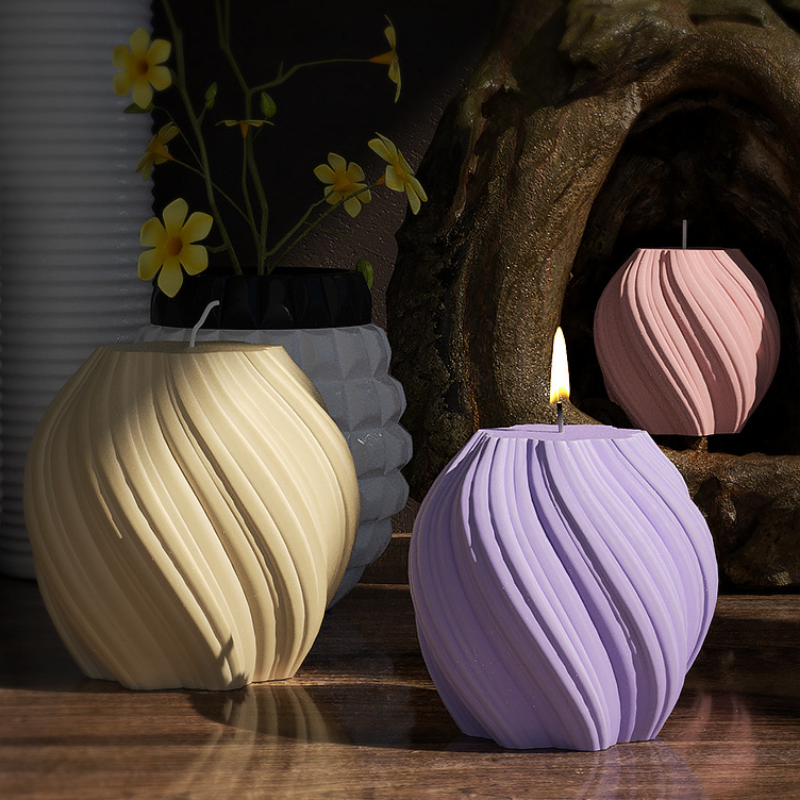 Gemos Molde de silicona geométrico 3D para velas, moldes de silicona con forma de ondas para velas, molde de jabón DIY, Molde de resina, molde de yeso