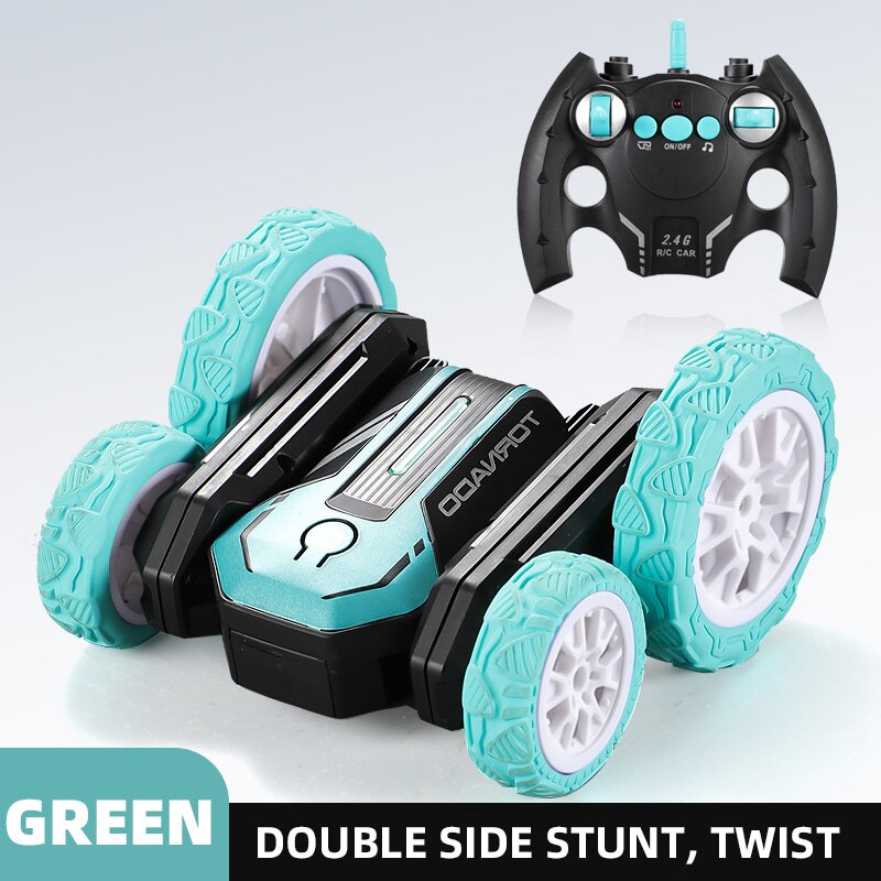 Eboyu 802 Rc Auto 2.4Ghz 4WD Rc Stunt Auto Afstandsbediening Racewagen Dubbelzijdig Drive Met Led Licht muziek Rollende Roterende Rtr: green