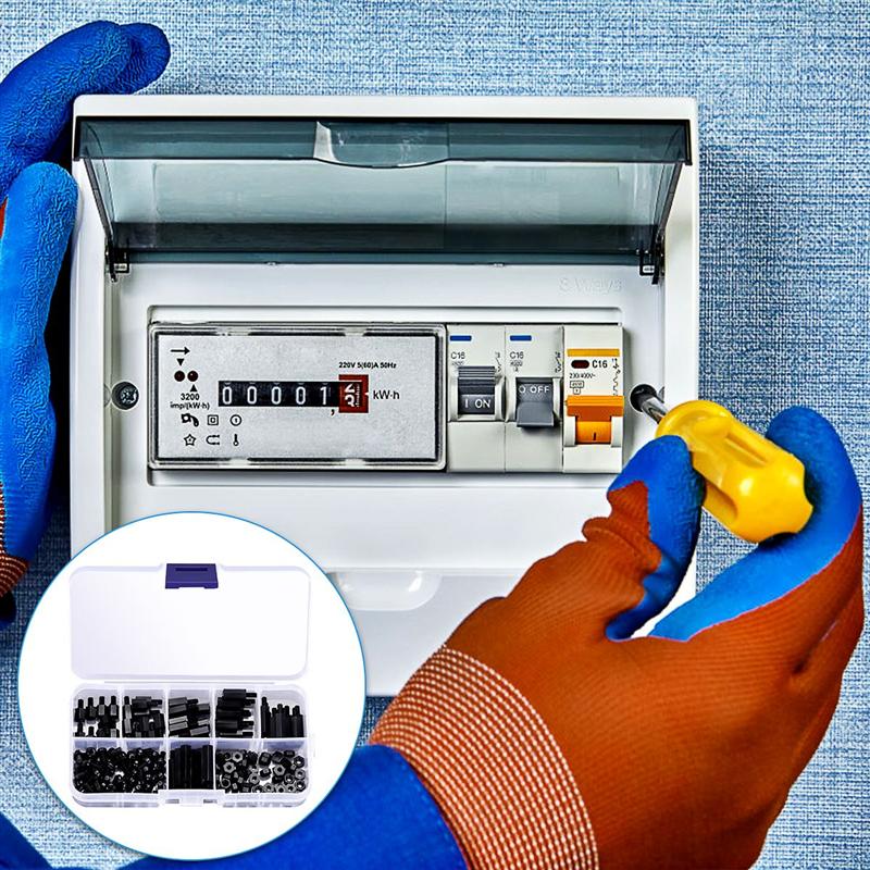 ROSENICE 180 stücke M3 Nylon verhexen Abstandshalter Schrauben Muttern Abstandsbolzen Schwarz Platine Abstandsbolzen Montage Hardware- Abstandshalter Sortiment