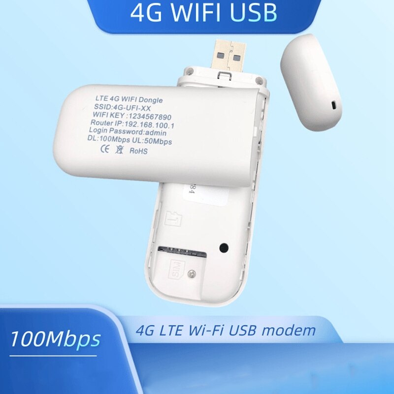 100Mbps 4G LTE USB Wifi Modem 4G USB Dongle Car Wifi Router Lte 4G WiFi Dongle Network Adaptor with Sim Card Slot