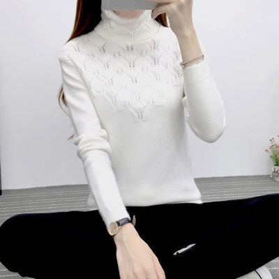 Sweaters And Pullovers For Women Autumn Winter Solid Turtleneck Knitwear Sweater Female Casual Elastic Slim Warm Coat Femme: White / L