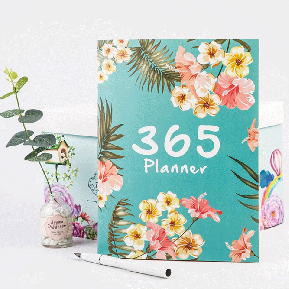 365 Days Flowers A4 Notebook Agenda Schedule Organizer Daily Weekly Monthly Planner Diary Notepad Kawaii Korean Stationery