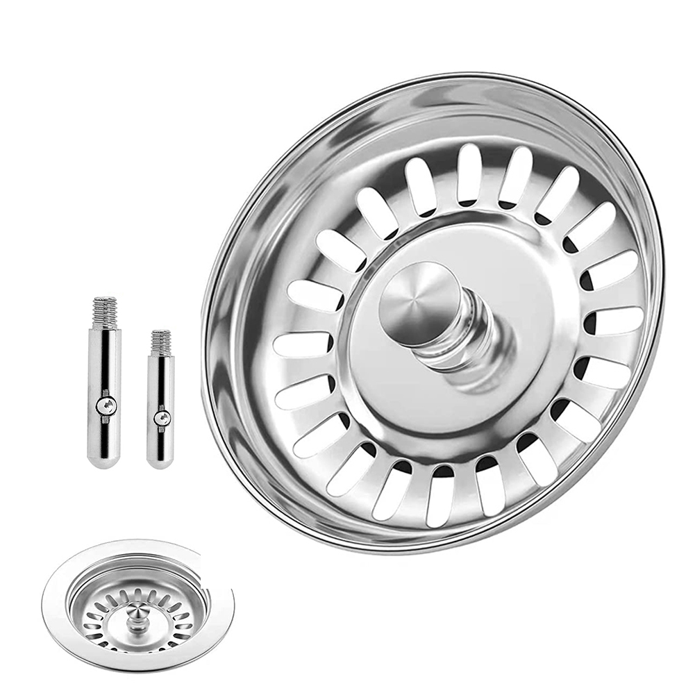 1 Stuks Afvalplug Premium Gootsteen Zeef Vervangende Bak Afvoerfilter Roestvrij Staal 80Mm/82Mm/84Mm 2 Maten Bevestigingspin