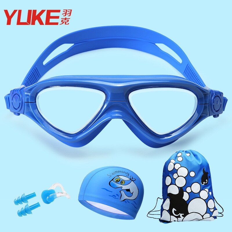 Nuovi bambini trasparenti regolabili bambini silicone impermeabile anti nebbia scudo UV occhiali da nuoto occhiali occhiali occhiali: blu 4pezzi