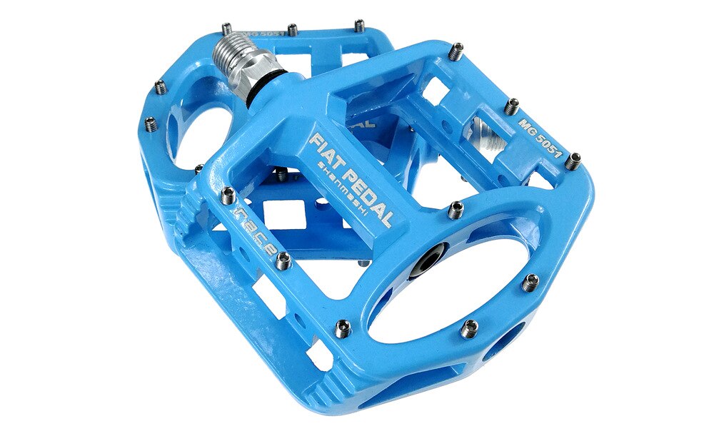 SHANMASHI-pedales de aleación de magnesio para bicicleta de carreras, pedales planos antideslizantes, ligeros, Peda, MG 5051, 2 piezas: blue