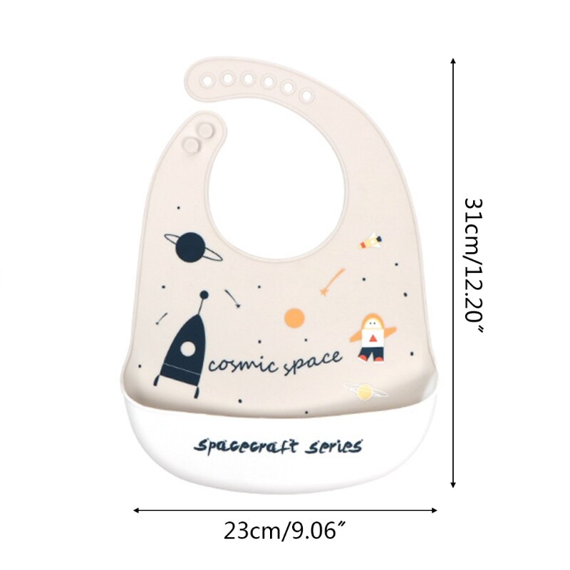 Baby Cartoon Waterproof Bibs Food Grade Silicone Newborn Feeding Saliva Towel