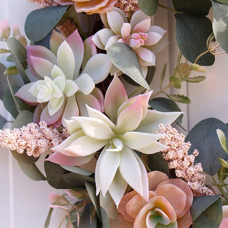 40cm kunstige saftige blomster krans have hængende krans til hjemmevæg hoveddør bryllup dekor