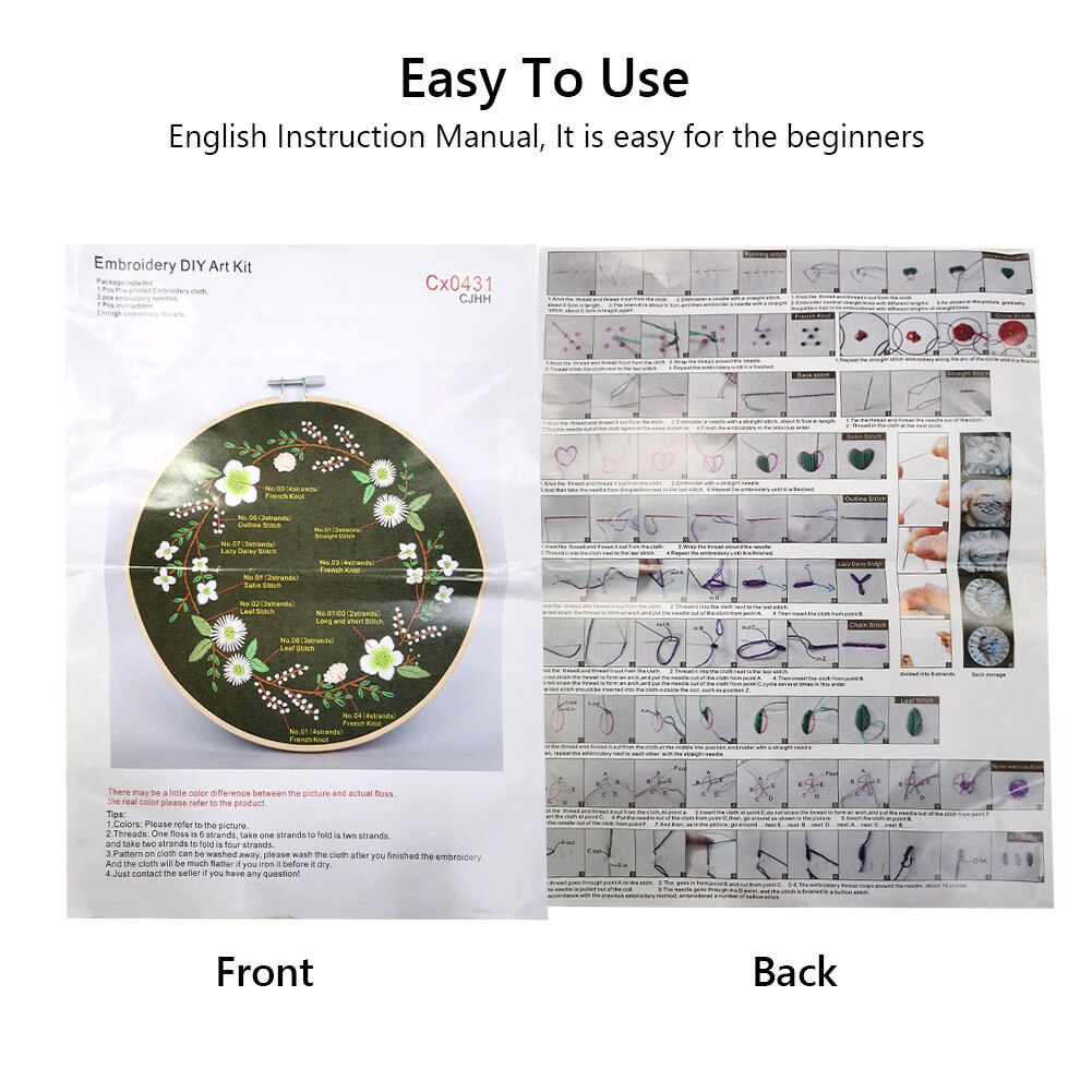 Handwork Needlework Plants Pattern Threads Tools Home Decoration Cross Stitch Embroidery Flowers DIY Starter Kit Ribbon Painting