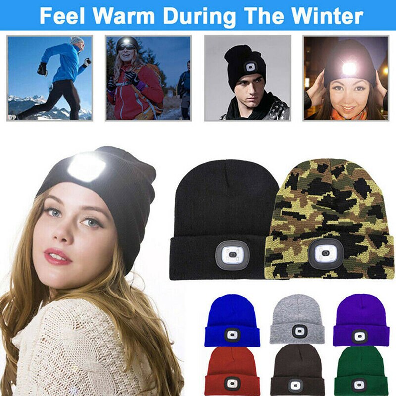 Plein air unisexe LED bonnet chapeau avec USB Rechargeable batterie haute puissance lumière hommes et femmes comme roman pratique