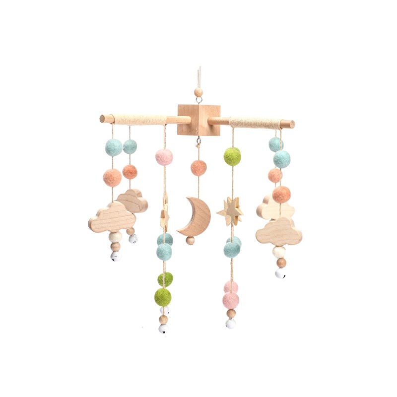 Campana para cama móvil para cuna de bebé, sonajero de madera de ganchillo, colgante de estrellas, campana para cama, juguetes para recién nacido, soporte para cuna cómodo, juguetes colgantes,: Oro