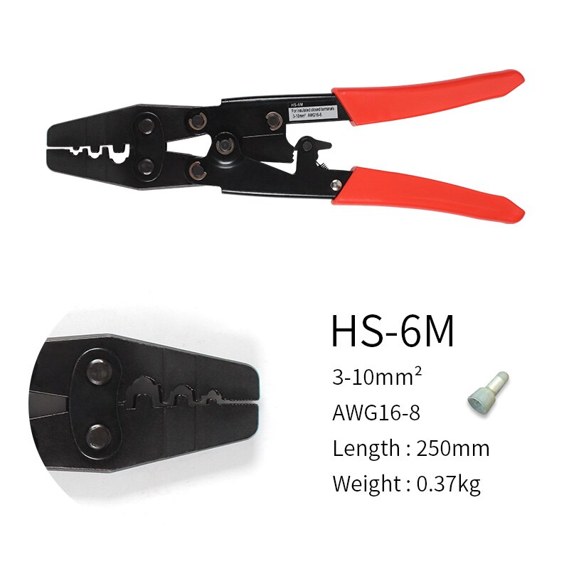 Hs-16 Crimping Pliers Cable Lug Crimper Tool Bare Terminal Wire Plier Cutter 1.25-16 Square Millimeter Cutters Cutting Hand Tool: HS-6M