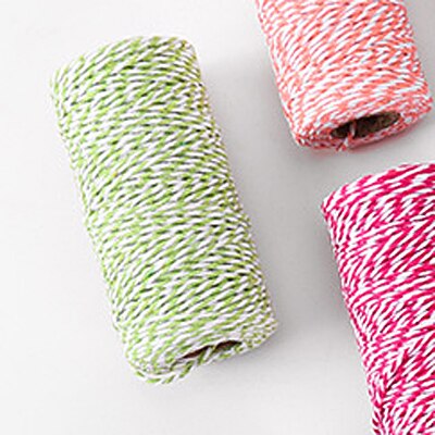 Sznurek bawełniany sznurek piekarski kolorowe sznurki bawełniane sznurek makrama sznurek sznurkowy DIY tekstylia domowe pakowanie prezentów dekoracje ślubne 2mm 100M: Lightgreen i biały