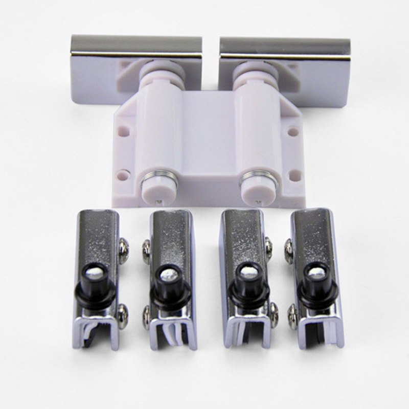 2PCs Glass Door Pivot Hinge Cabinet Doors Wardrobe TV Cabinets Bookcases Clamp Clip Silver Glass Hinges For Cabinet Cupboard