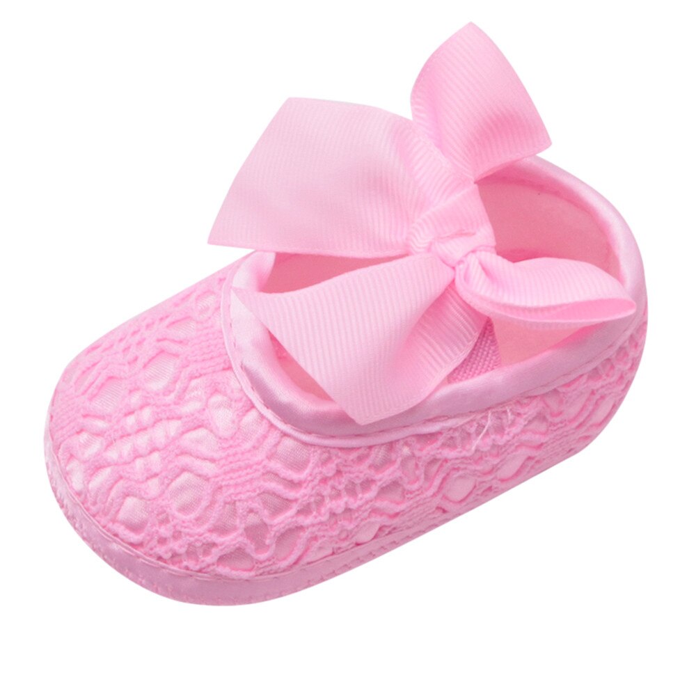 Lace print Footwear for Newborns Infant baby shoes Girls Soft Shoes Soled First Walker Non-slip Bowknot Footwear Crib Shoes: Pink / 11