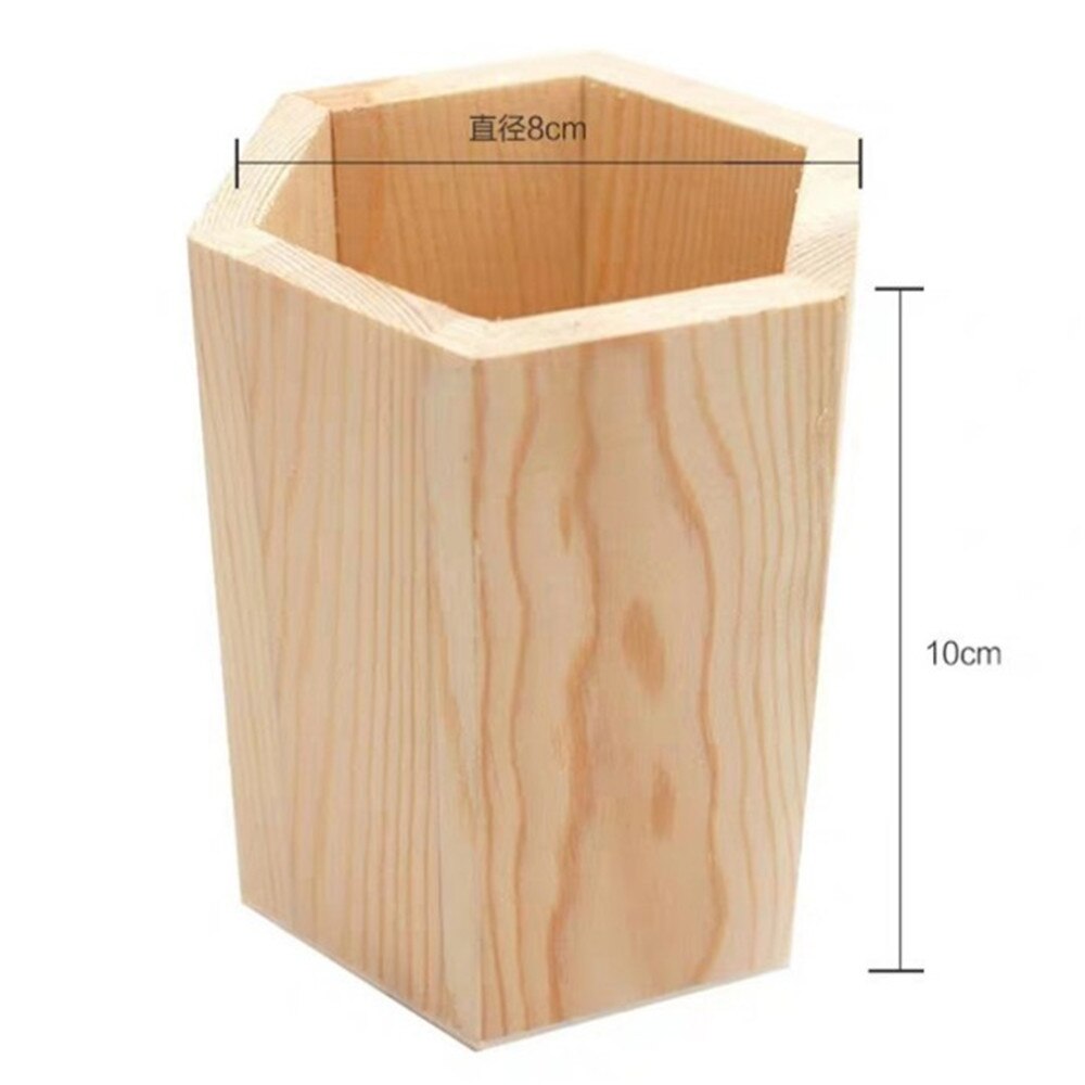 1PC Office Organizer Desktop Wooden Pen Storage Box Pencil Pot Pen Holder Makeup Brush Container Home Office Stationery Supplies