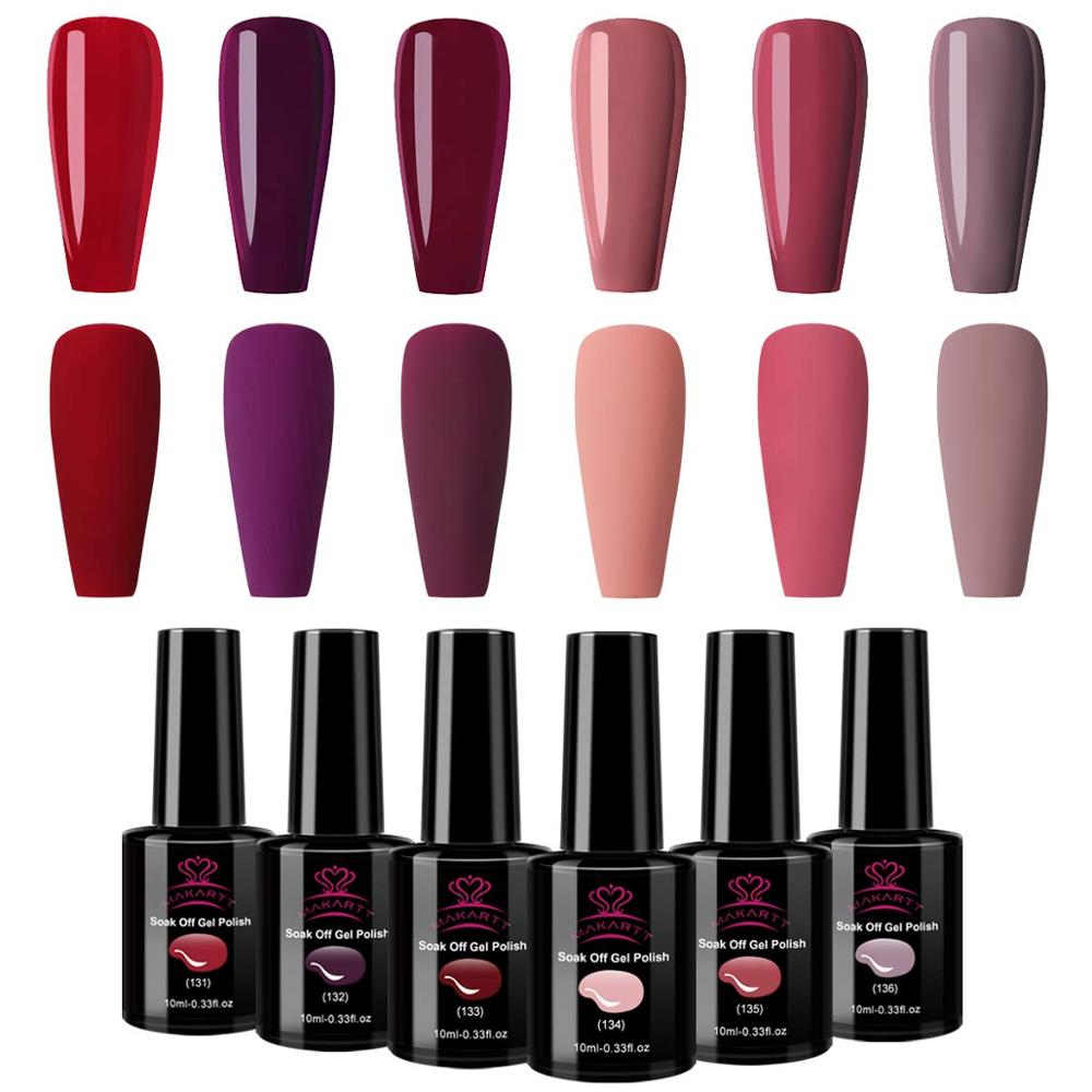 Makartt Moderne Vrouwelijke Gel Nagellak Set 10 Ml 6 Flessen Gel Nail Kleuren Uv Led Lamp Nodig Losweken nail Gel Met Geschenkdoos: Rood