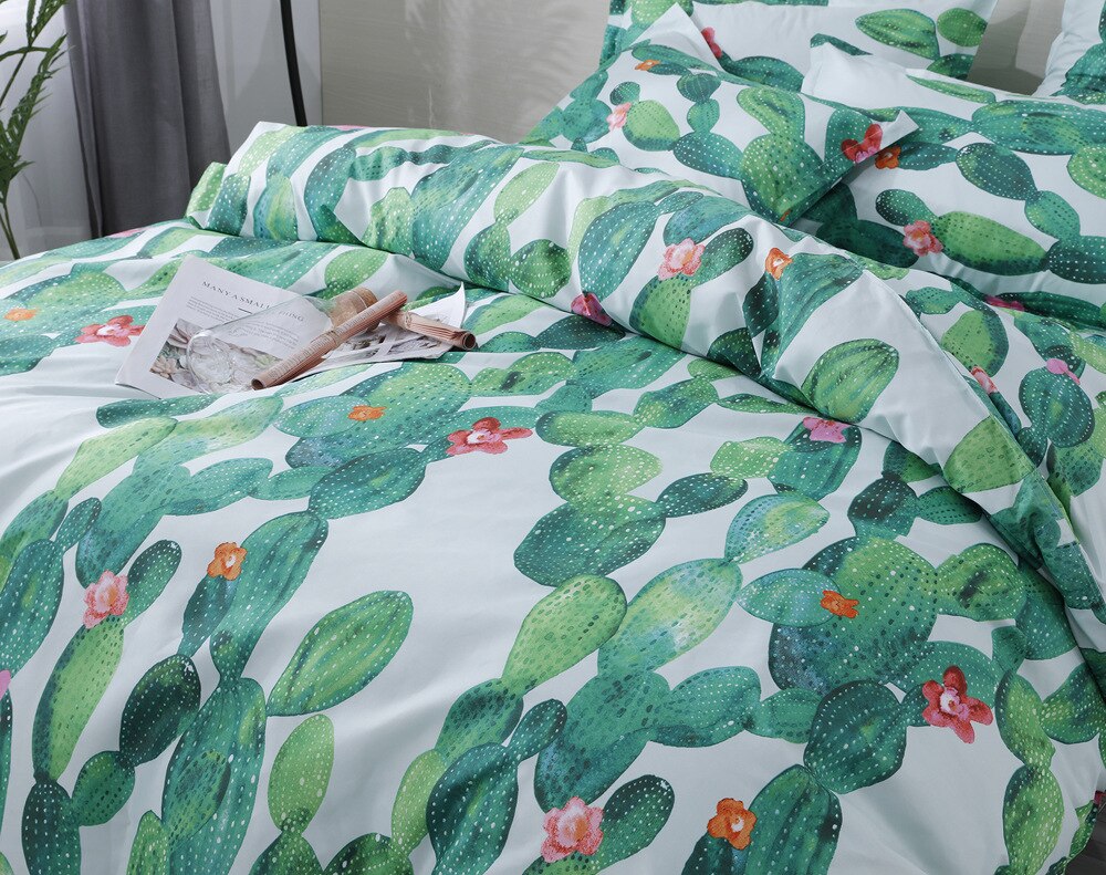 3d grønne planter todelt kaktus sengesæt eksplosioner akvarel blomst hjemme tekstil sengetøj sæt enkeltseng dynebetræk
