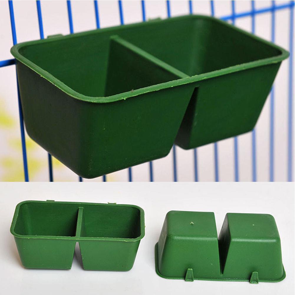 2-in-1 Double Trough Bird Seed Food Feeding Dish Water Feeder Bowl for Parrot Macaw Canary Finch Cage