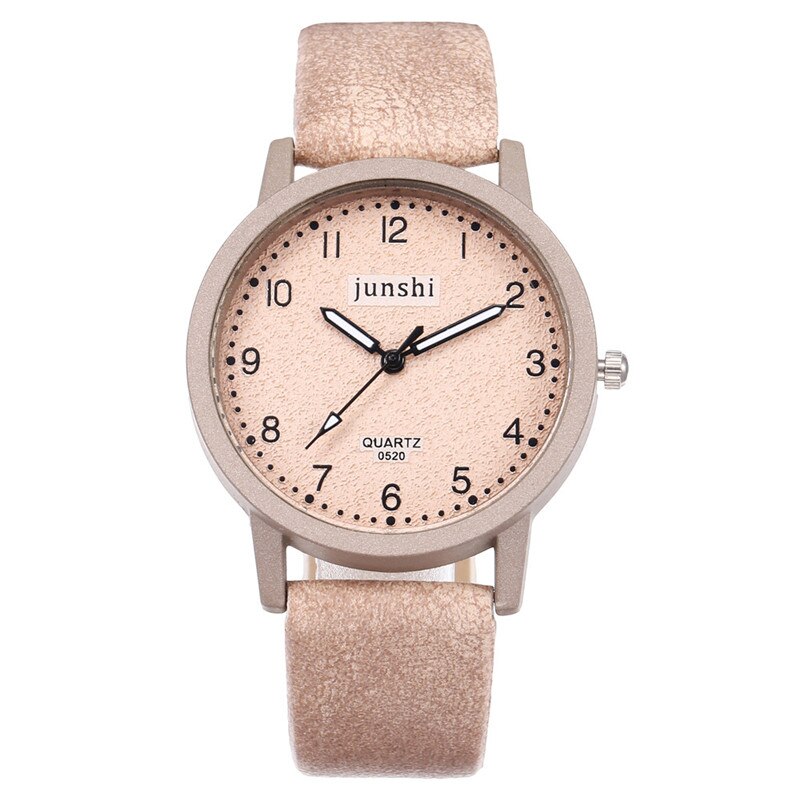 Best Selling Vrouwen Horloge Mode Romeinse Cijfers Dial Dames Quartz Horloge Exquisite Lederen Band Klok Zegarki Damskie @ 50: Beige