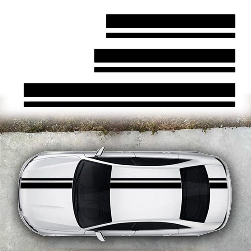 3pcs Car Body Long Stripe Sticker Car Hood Roof Tailgate Decorative Sticker Diy Car Body Sticker Suitable For All Cars: black