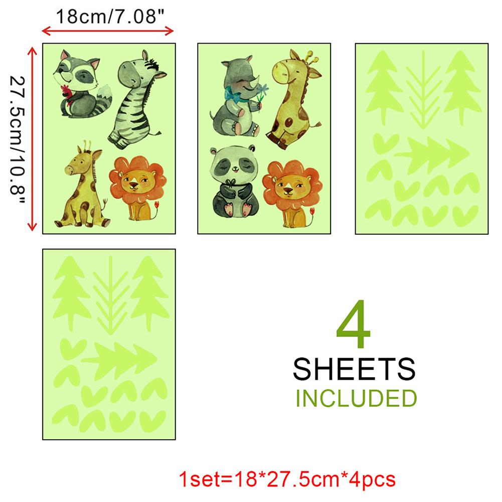 4 Stks/set Glow In The Dark Muurstickers Lijm Gloeiende Dieren Muurstickers Voor Kinderen Slaapkamer #