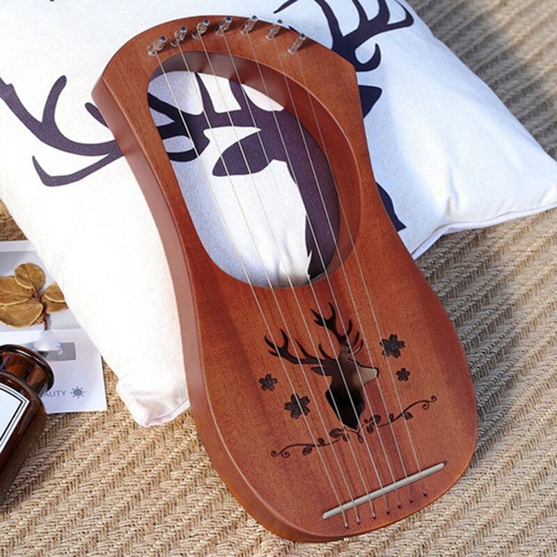 7-Saiten Lyra Harfe - Massives Mahagoni Holz - Metallsaiten - Musikinstrument