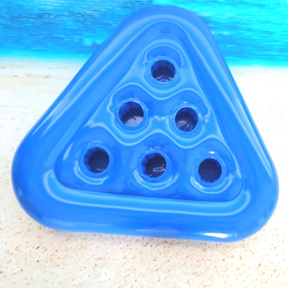 Posavasos flotador portátil de 6 agujeros para bebidas, posavasos de PVC, práctico soporte para tazas de piscina, Triangular inflable, accesorios para fiestas de agua de verano