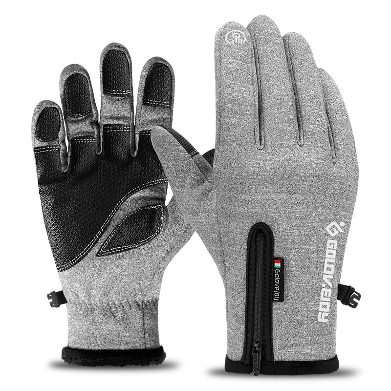 Golovejoy unisexe écran tactile gants hiver Sports de plein air imperméable pratique Durable matériel ski: Light Gray / XXL