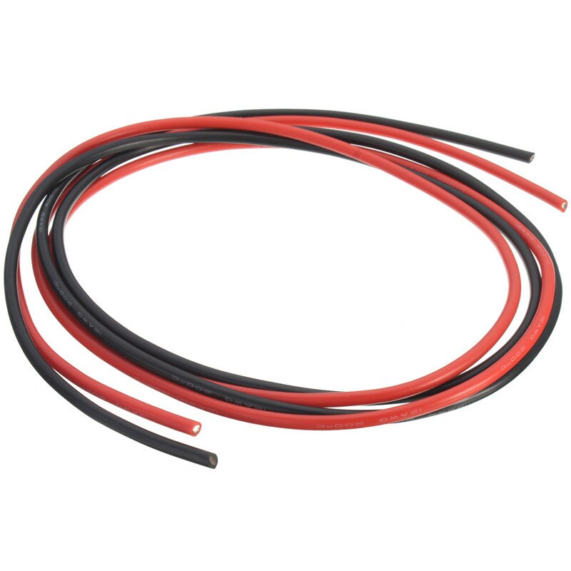 Cables eléctricos de cobre trenzado Flexible, alambre de silicona SR de 2M, de 1M, negro + 1M, rojo de 12/16/18/20/26/28/30AWG