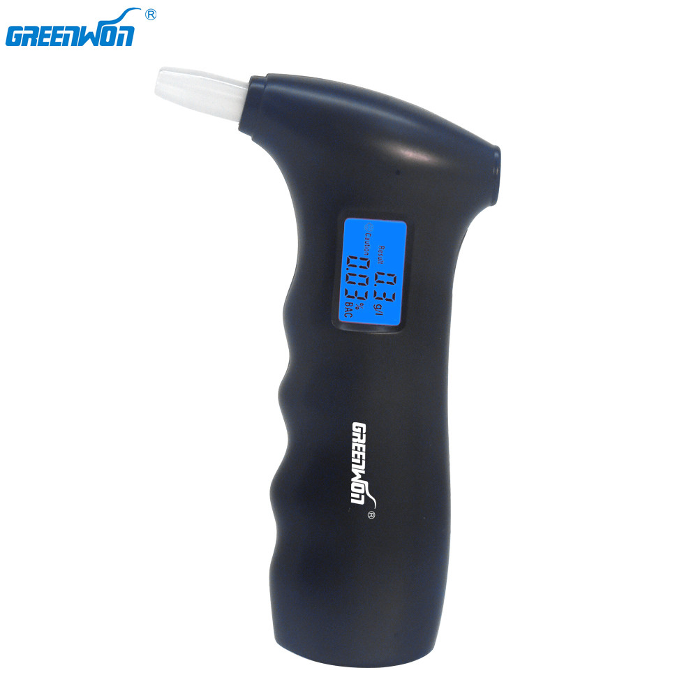 Greenwon blå lcd display alkohol åndedrætsværn låsekasse alcotester ånde alkohol tester