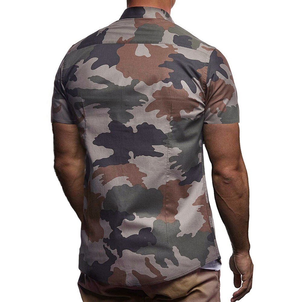 mannen Zomer Camouflage shirts Mannelijke Blauw Groen Casual Shirt tops Mannen Camo Korte Mouw Streetwear shirt M-3XL