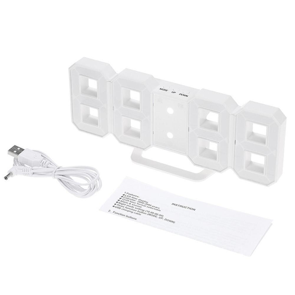 Modern Digital LED Wall Clock Table Desk Night Electric Clock Alarm Watch Multi-Functional LED Clock 24 or 12 Hour Display