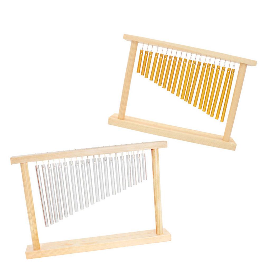 Carillón de viento de 20 tonos para mesa de adultos y niños, instrumento de percusión Musical de una sola fila, con palo de soporte de madera, 20 bares
