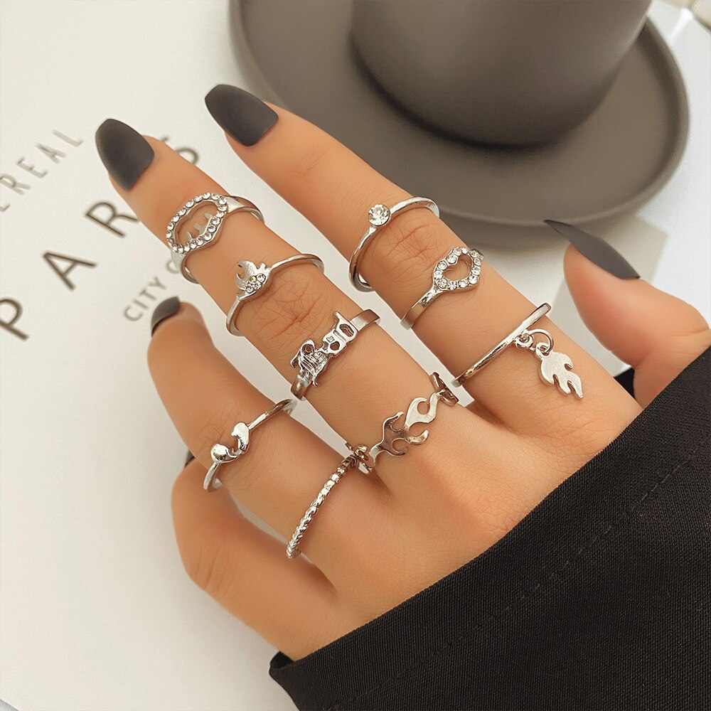 FNIO Retro Spider Snake Skeleton Ring Japanese Style Men&#39;s Halloween Ring Hip Hop Rock Jewelry