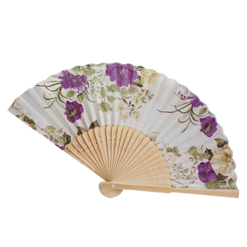 Folding Hand Held Flower Fan Vintage Bamboo Folding Hand Held Flower Fan Chinese Dance Party Pocket Decoration