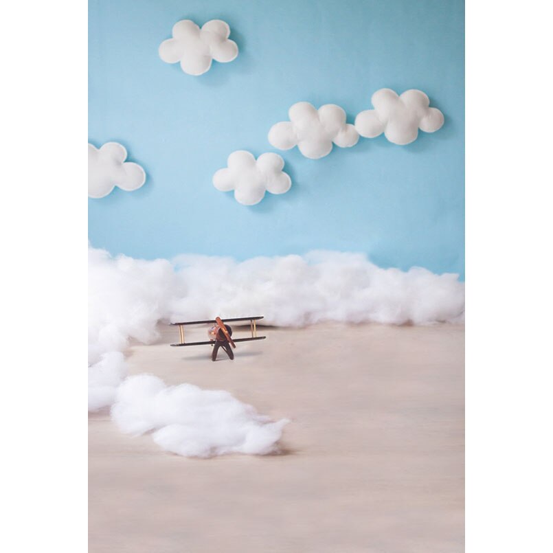 Photography Backdrop - Vinyl - Blue Sky White Clouds - Kids Boy Studio Shooting