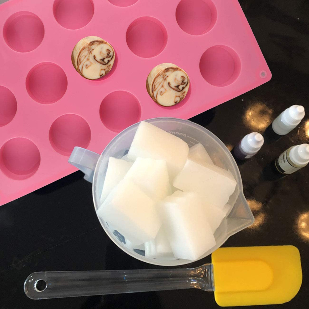 Cylinder Silicone Soap Mold Round Silicone Molds for DIY Handmade Soap Making, Lotion Bars, Bath Bombs, Chocolate, Cake 15 Holes