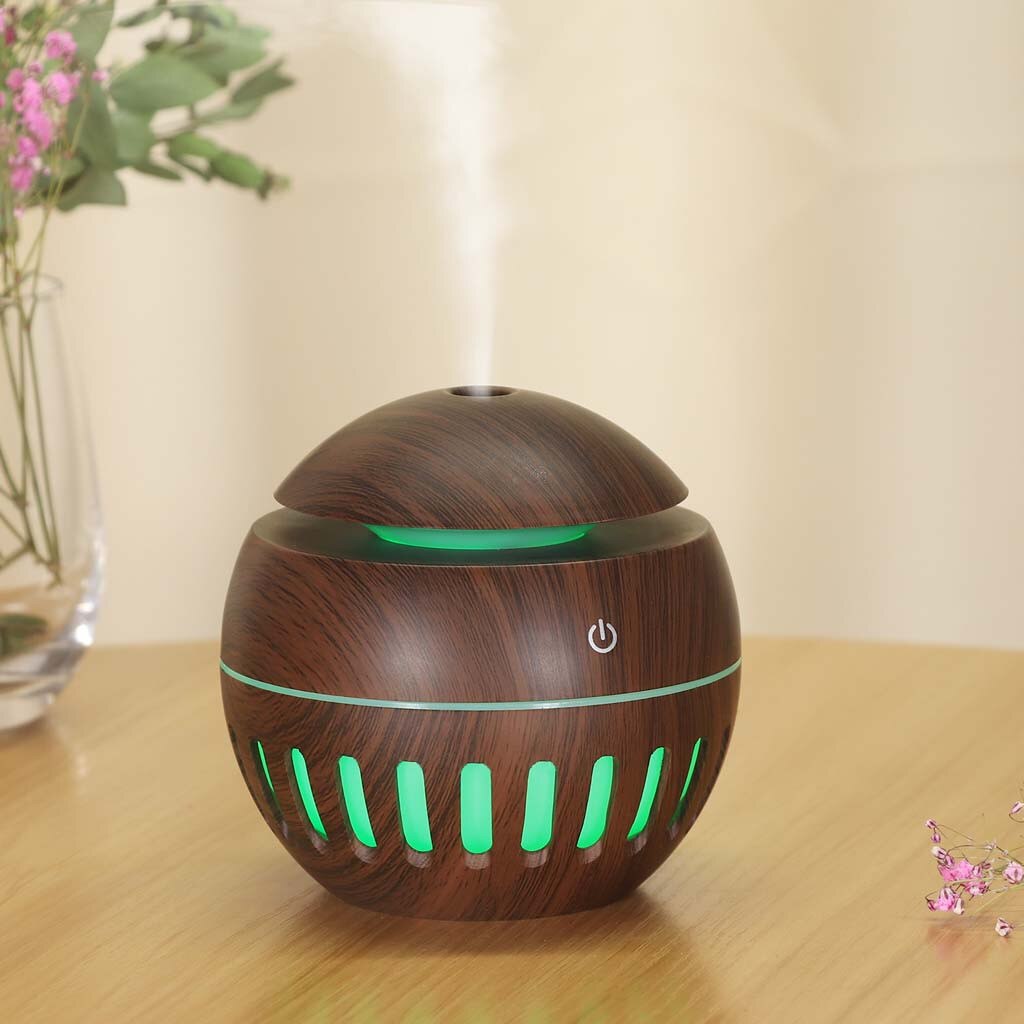 Electric Humidifier Essential Aroma Oil Diffuser Ultrasonic Wood Grain Air Humidifier USB Mini Mist Maker LED Light Humidifiers