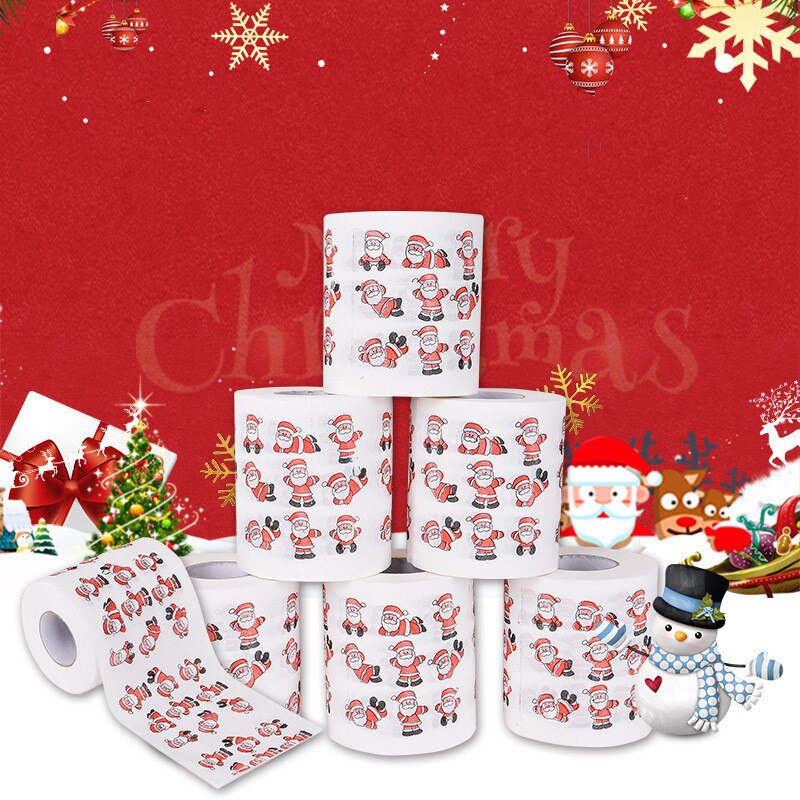 1 rol kerstman vrolijk kerstfeest toiletpapier thuis badkamer tissue rol bedrukt toiletpapier kerst doe-het-zelf cadeaus decoratie
