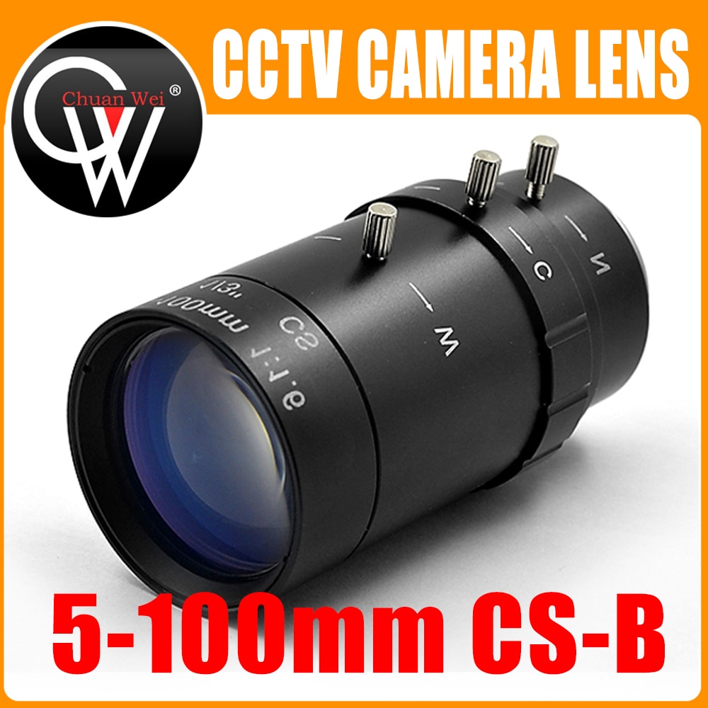 Hd 5-100mm cs  f1.6 linse 1/3 "varifokal zoom manuel iris zoom linse til sikkerhed cctv kamera -b