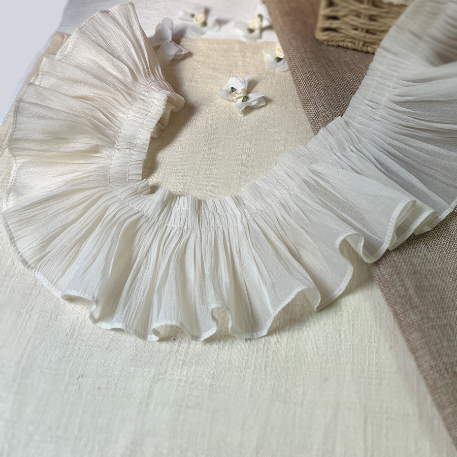 2/3/5 yards/lot 10 cm Dunne Zachte Abrikoos/Wit Kant Trim Ruche Kant voor jurk Zoom Applique SC322