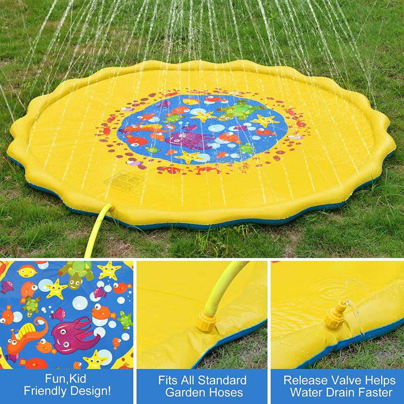 170cm Summer Children's Baby Play Water Mat Games Beach Pad Lawn Inflatable Spray Water Cushion Toys Swiming Pool Accessories