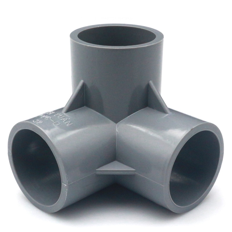 fast grå pvc rørfittings diy rett albue som tee koblinger plast skjøt rør kobling adapter 3/4/5/6 veier: 3 måter / Indre dia .25mm
