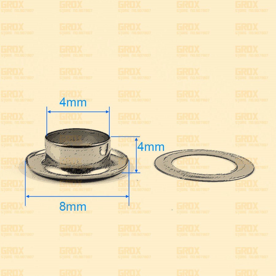 800 sæt 8*4*4mm ( ydre diameter * indre diameter * højde) lyserød rund øjenhul