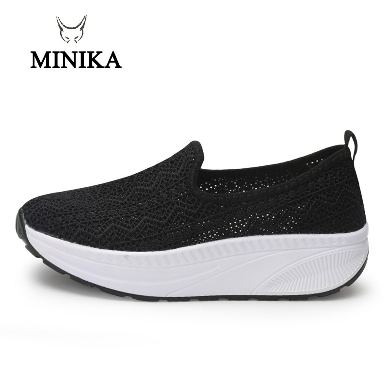 Pink Fitness Shoes Women Round Toe Swing Shoes Women Lace Breathable Sport Sneakers Height Increasing Zapatillas Deporte Mujer