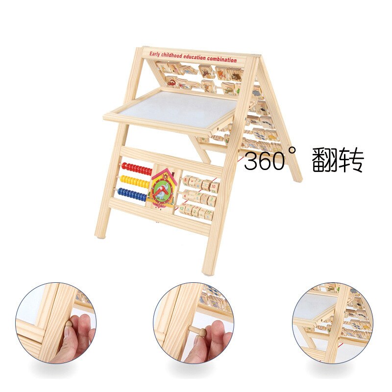 Multi-function Drawing Board Children Early Education Combination Double-sided Magnetic Blackboard Wooden Bracket Writing Board