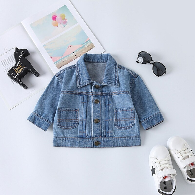 Mode Lente Lange Mouwen Kids Denim Jassen voor Meisjes Baby Print Hond Jas Cuasual Turn Down Kraag Baby uitloper LZ044