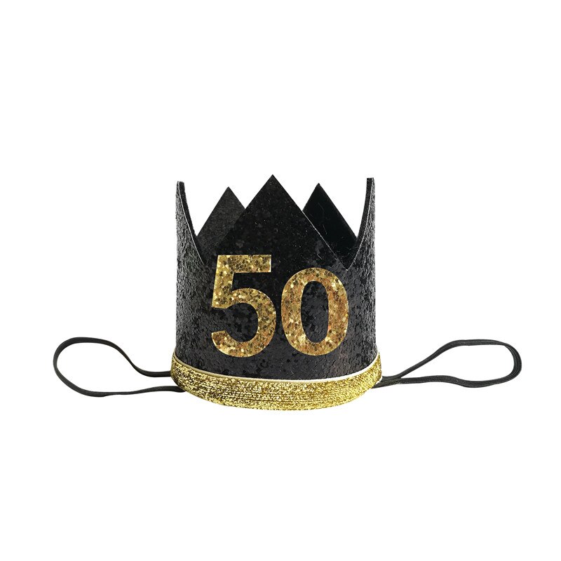 1 Uds 30 40 50 60 año diadema de corona de cumpleaños de las mujeres sombrero de adulto 30th 40th 50th Aniversario de accesorios de pelo suministro: 50