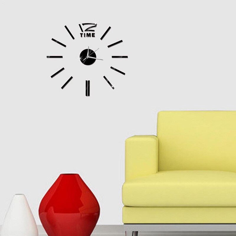 Zollor 3D Acrylic Modern DIY Large Wall-Clock Sticker Mute Digital Wall Big Clock Living Room Home Office Decorate